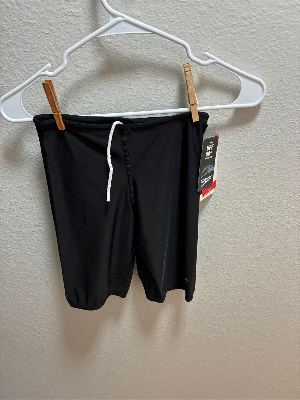 Speedo Boys Black Swim Jammers with White Drawstring